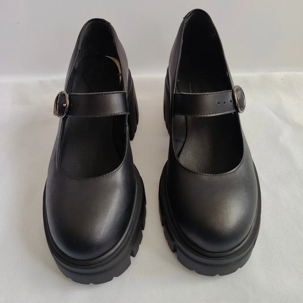 Altercore Margot Black Chunky Platform Mary Janes Lug Sole Vegan Alt Goth 37 / 7